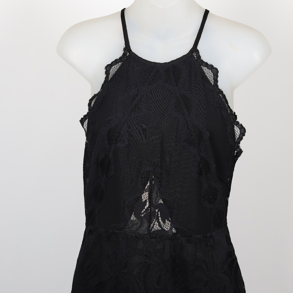 Black Lace Backless Dress